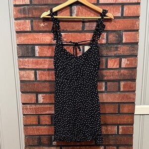 reformation Black Polka Dot Dress